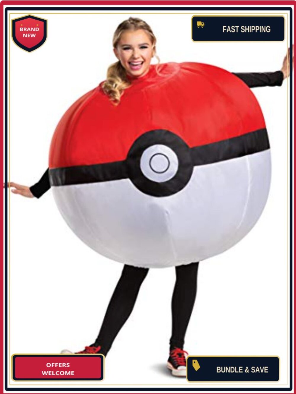 Adult Inflatable Pokemon Pokeball Costume Blow Up Suit Battery Fan